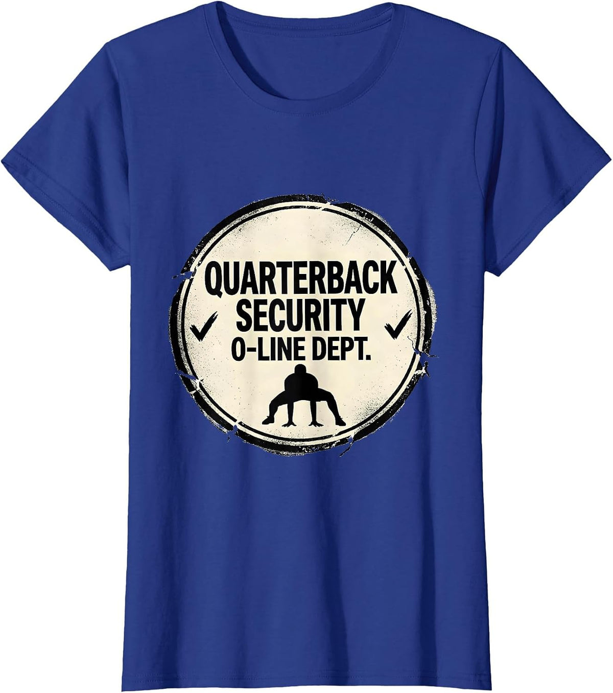 Women's Quarterback Security O-Line Dept Funny Football Lineman T-Shirt - Royal Blue