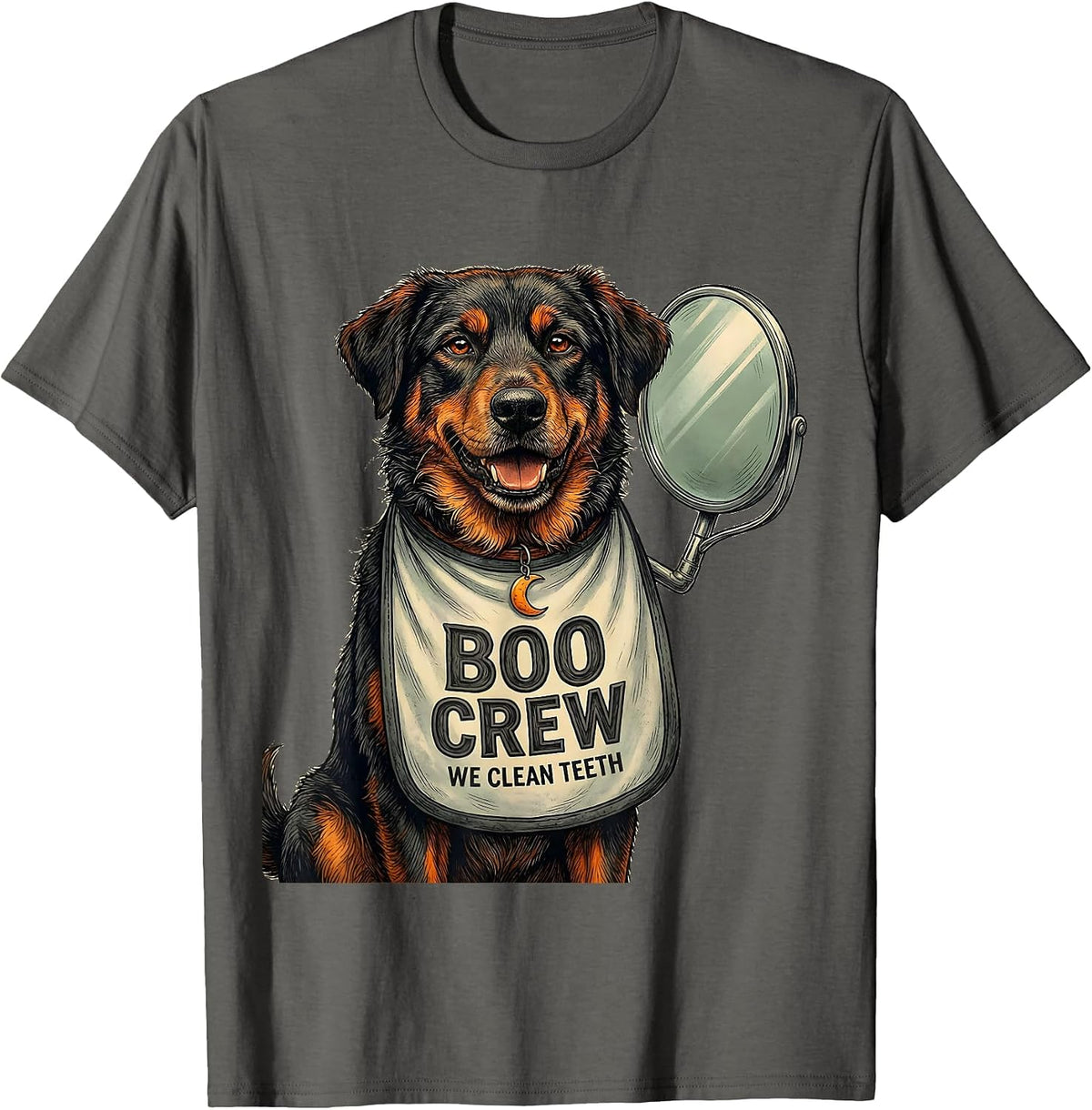Boo Crew We Clean Teeth Funny Vet Tech Halloween T-Shirt - Asphalt Grey