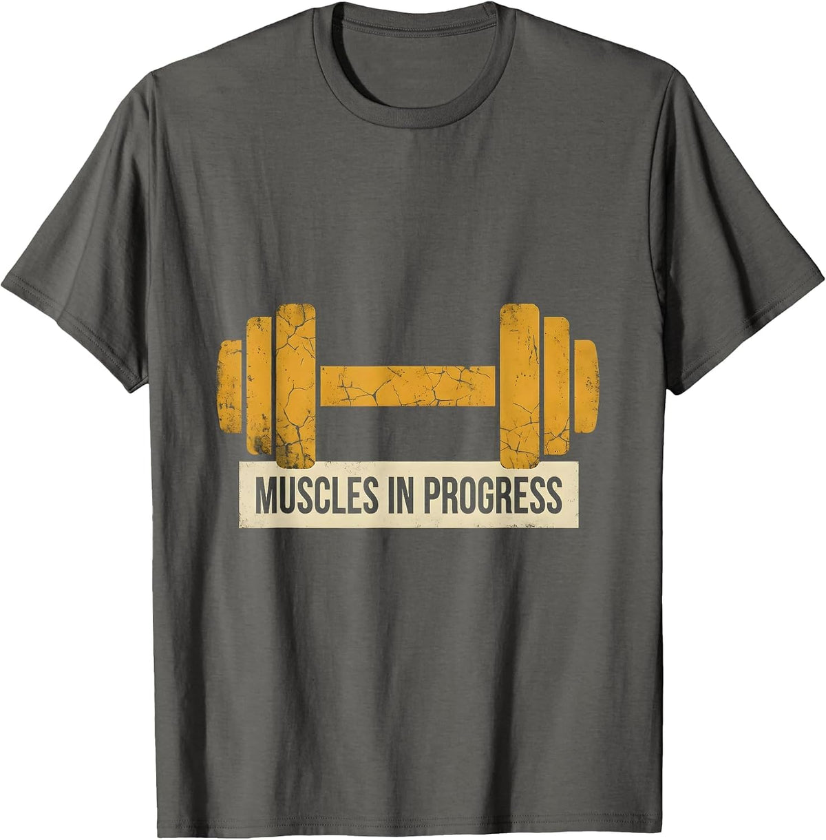 Muscles In Progress Gym Workout Design T-Shirt - Asphalt Grey