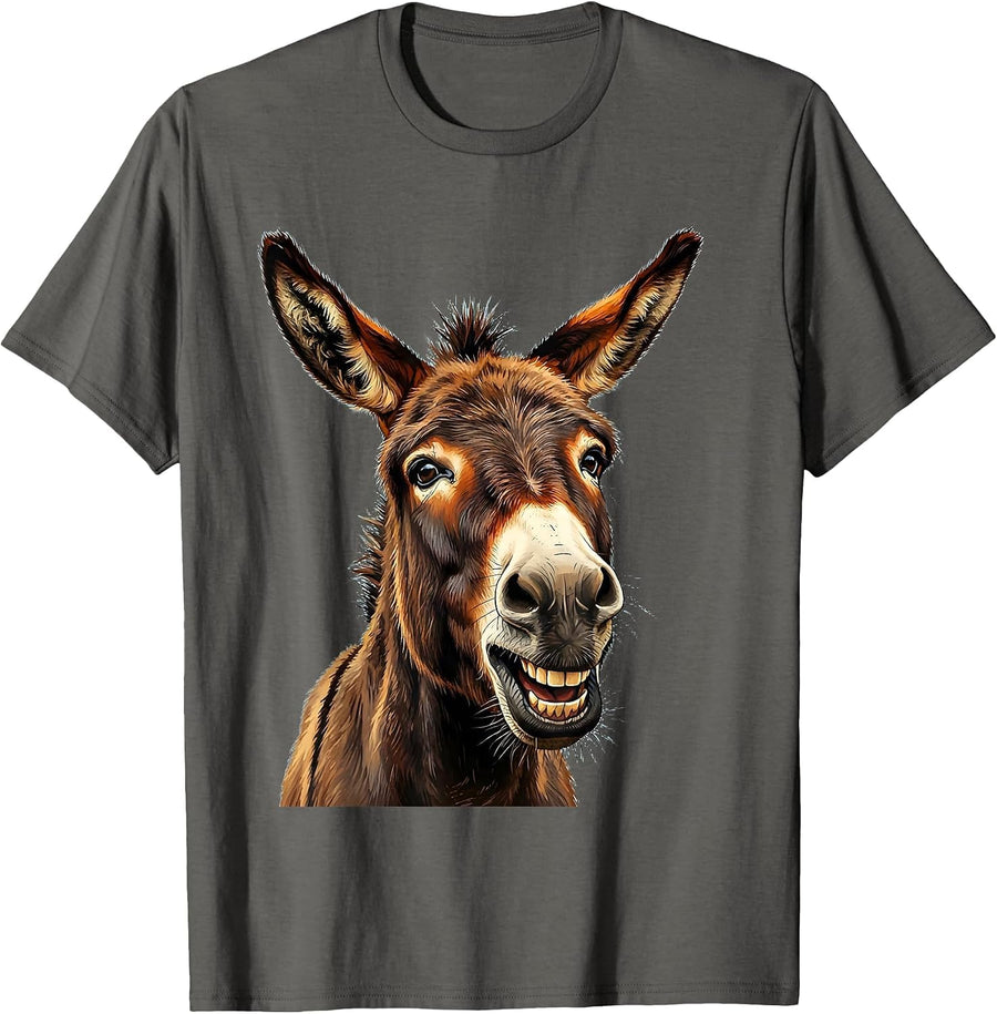Smart Donkey Face Funny Animal Lover Humor T-Shirt - Asphalt Grey