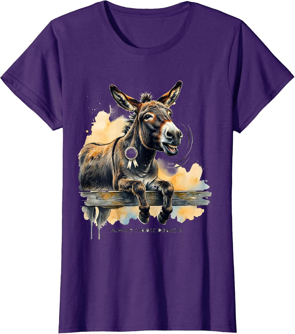 Women's I Always Choose Donkeys Funny Donkey Lover Animal Humor Gift T-Shirt - Purple