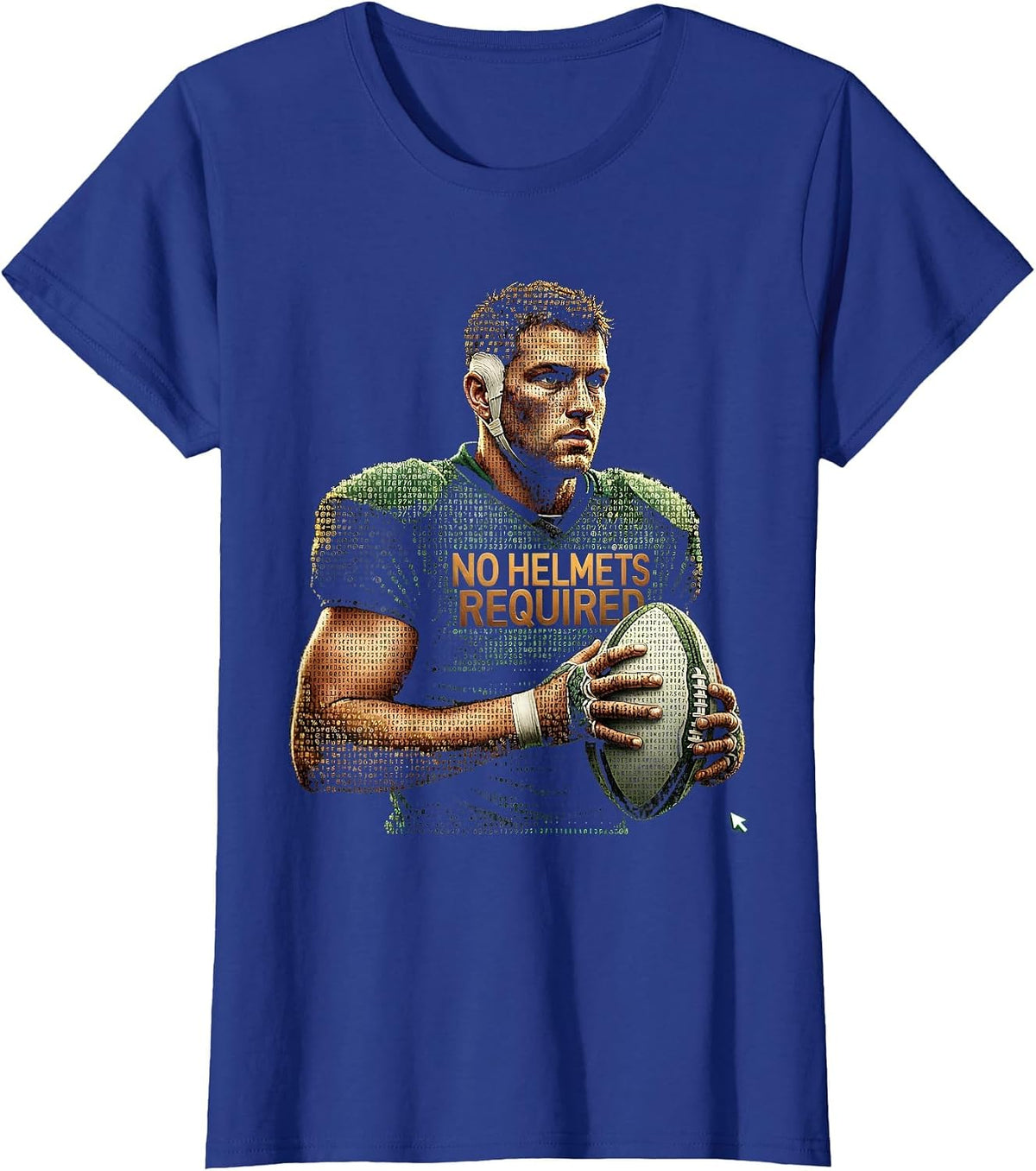 Women's No Helmets Required Ascii Terminal Art South African Rugby T-Shirt - Royal Blue