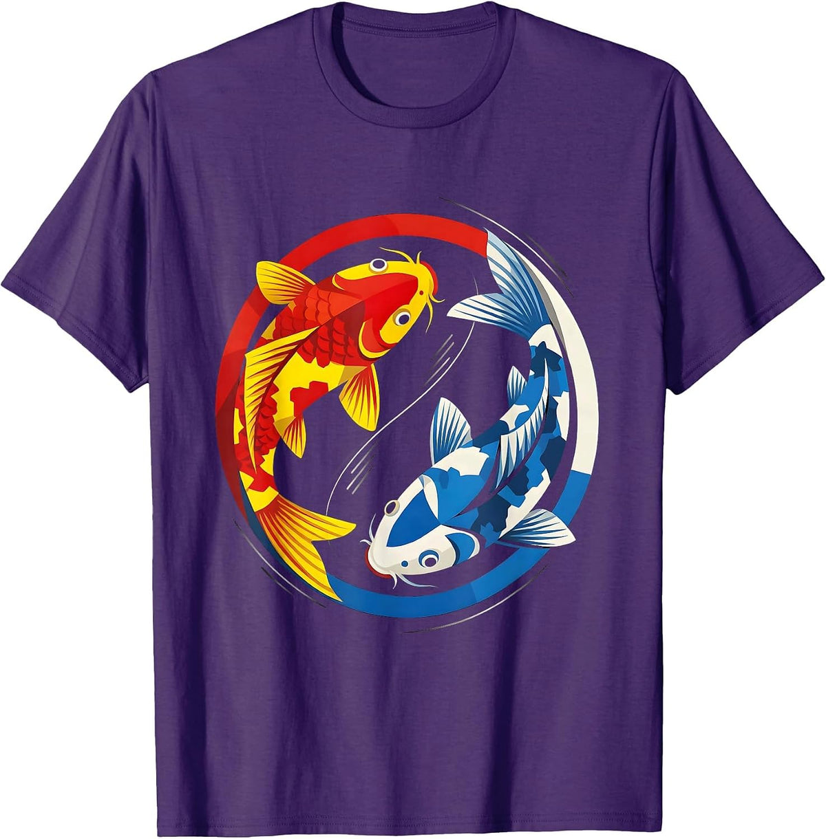 Men's Rainbow Koi Fish Circle Pride Flag Design T-Shirt - Purple