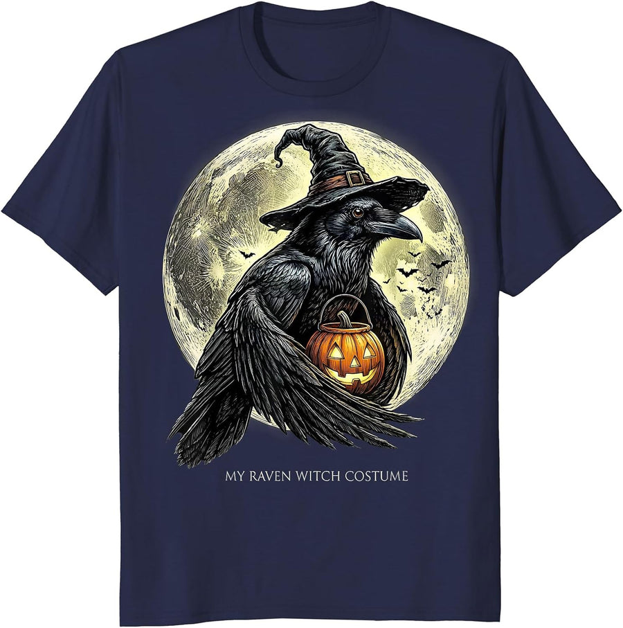 My Raven Witch Costume Funny Halloween Animal Lover T-Shirt - Navy Blue