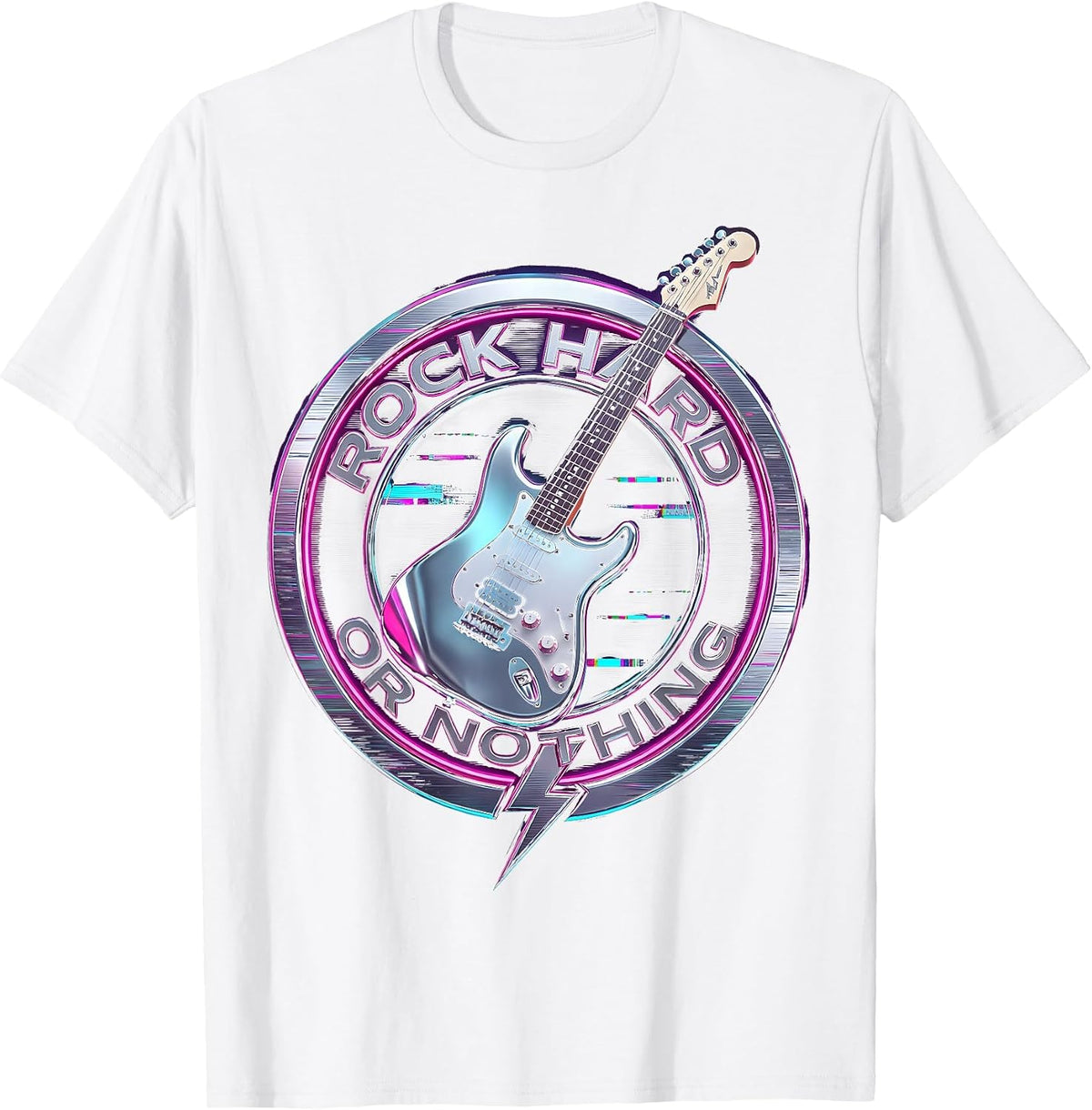 Rock Hard or Nothing Men's Rock Band Design T-Shirt - White