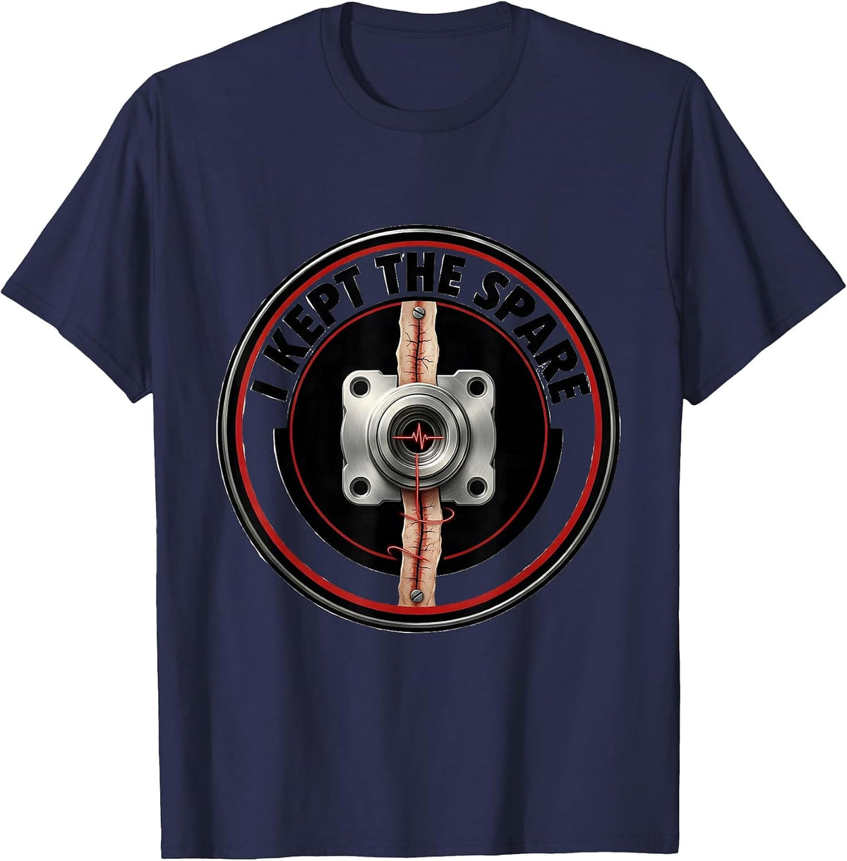 I Kept The Spare Funny Open Heart Surgery Survivor Recovery T-Shirt - Navy Blue