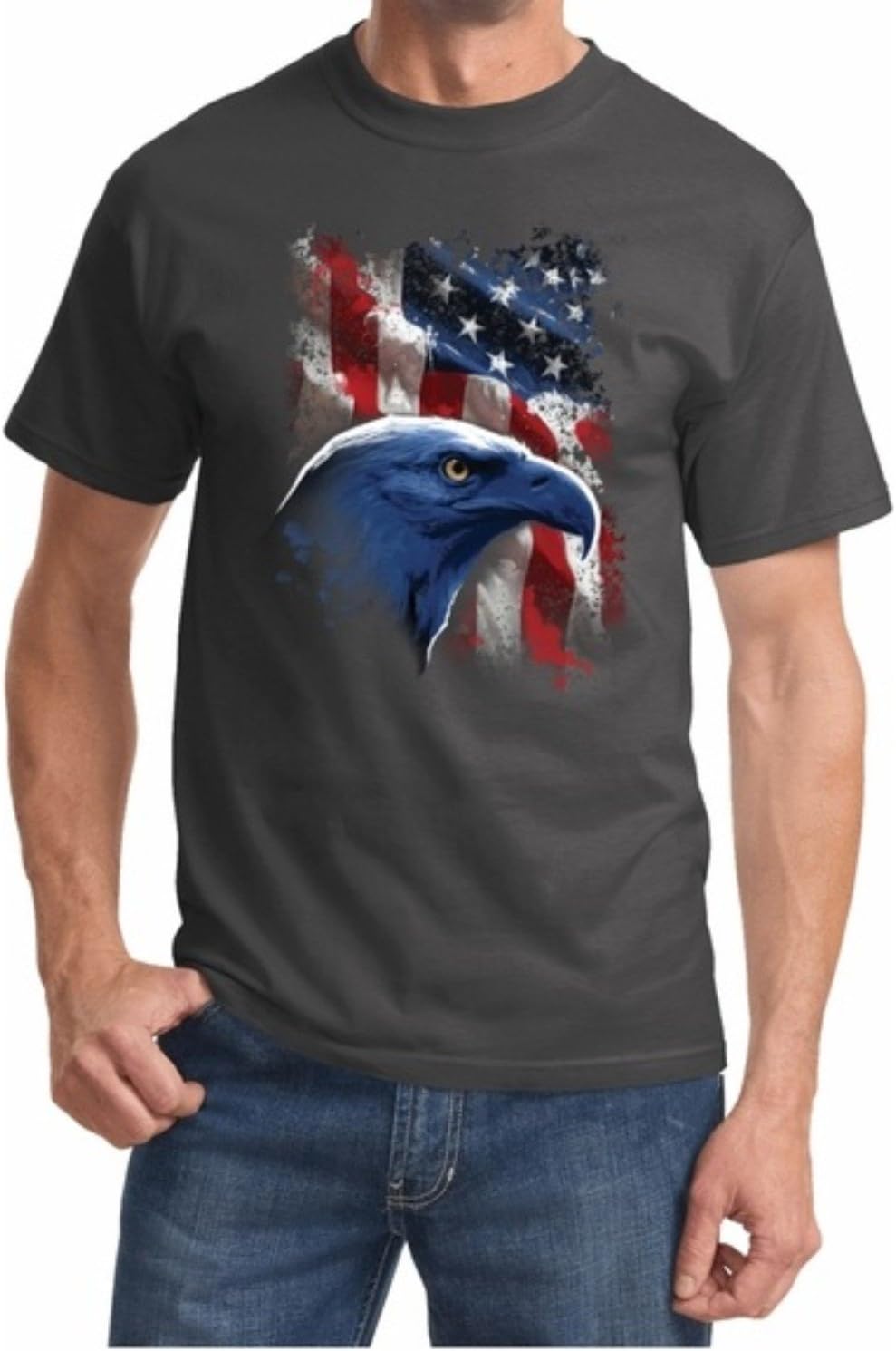 American Icon USA Flag Bald Eagle Men's t-Shirts America Pride Patriotic tees - Charcoal