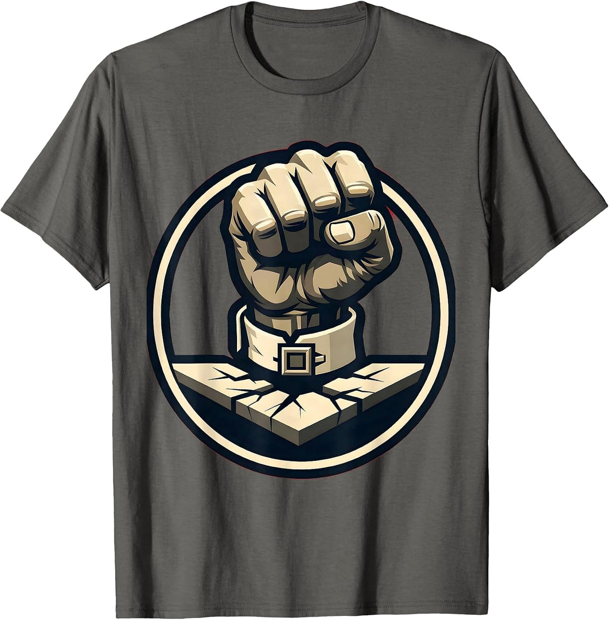 Fist Slam Boardroom Power Graphic T-Shirt - Asphalt Grey