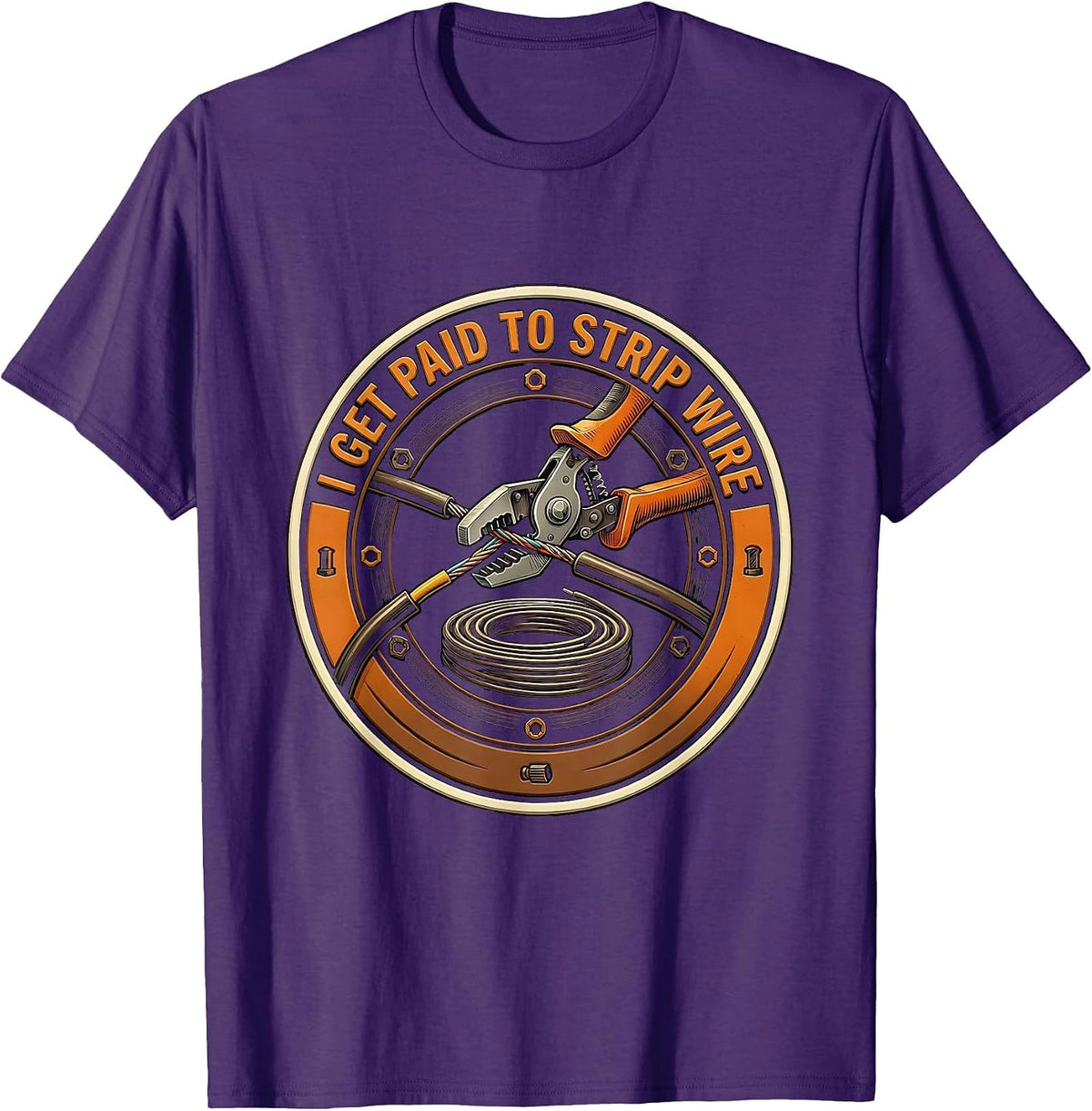 Men's I Get Paid To Strip Wire Funny Electrician Lineman Sarcastic T-Shirt - Purple