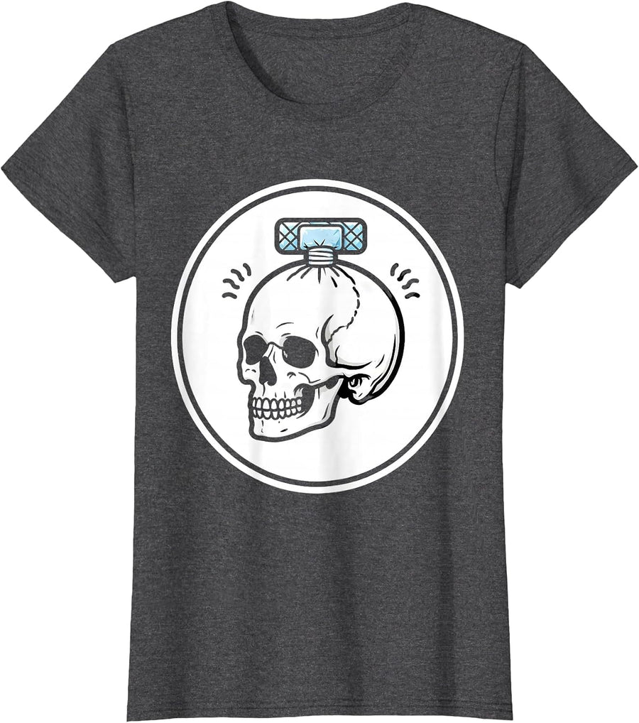 Women's School Nurse Ice Pack Cartoon Graphic T-Shirt - Dark Heather Grey