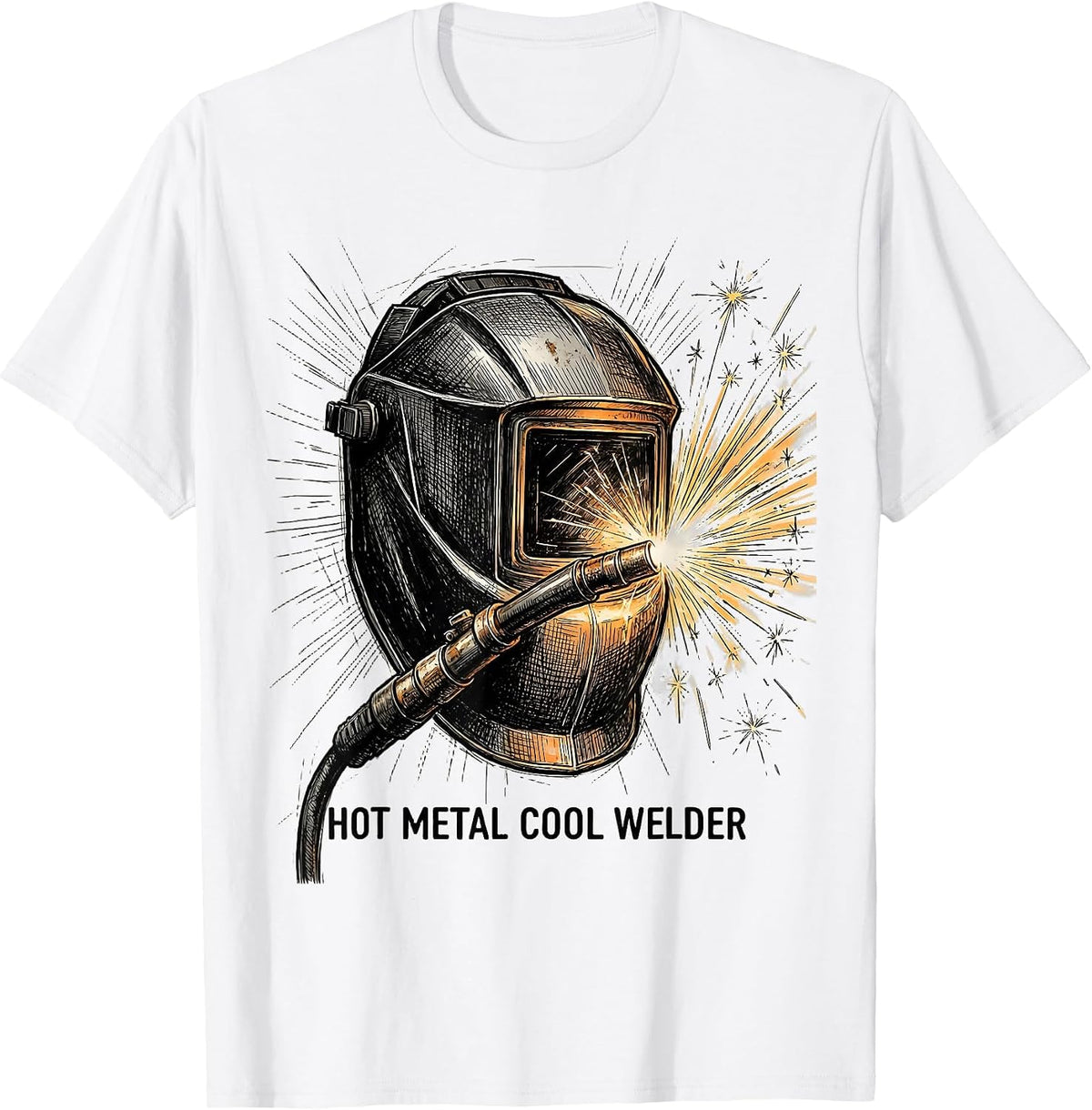 Men's Hot Metal Cool Welder Graphic Design T-Shirt - White