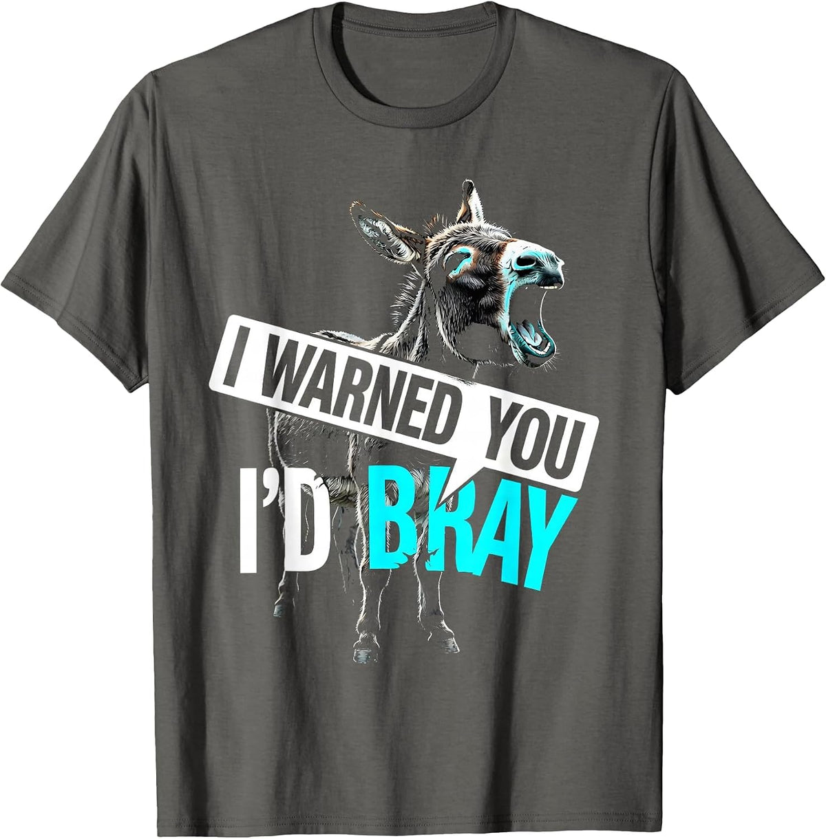 Men's I Warned You I'd Bray Funny Donkey Halloween Costume Meme T-Shirt - Asphalt Grey