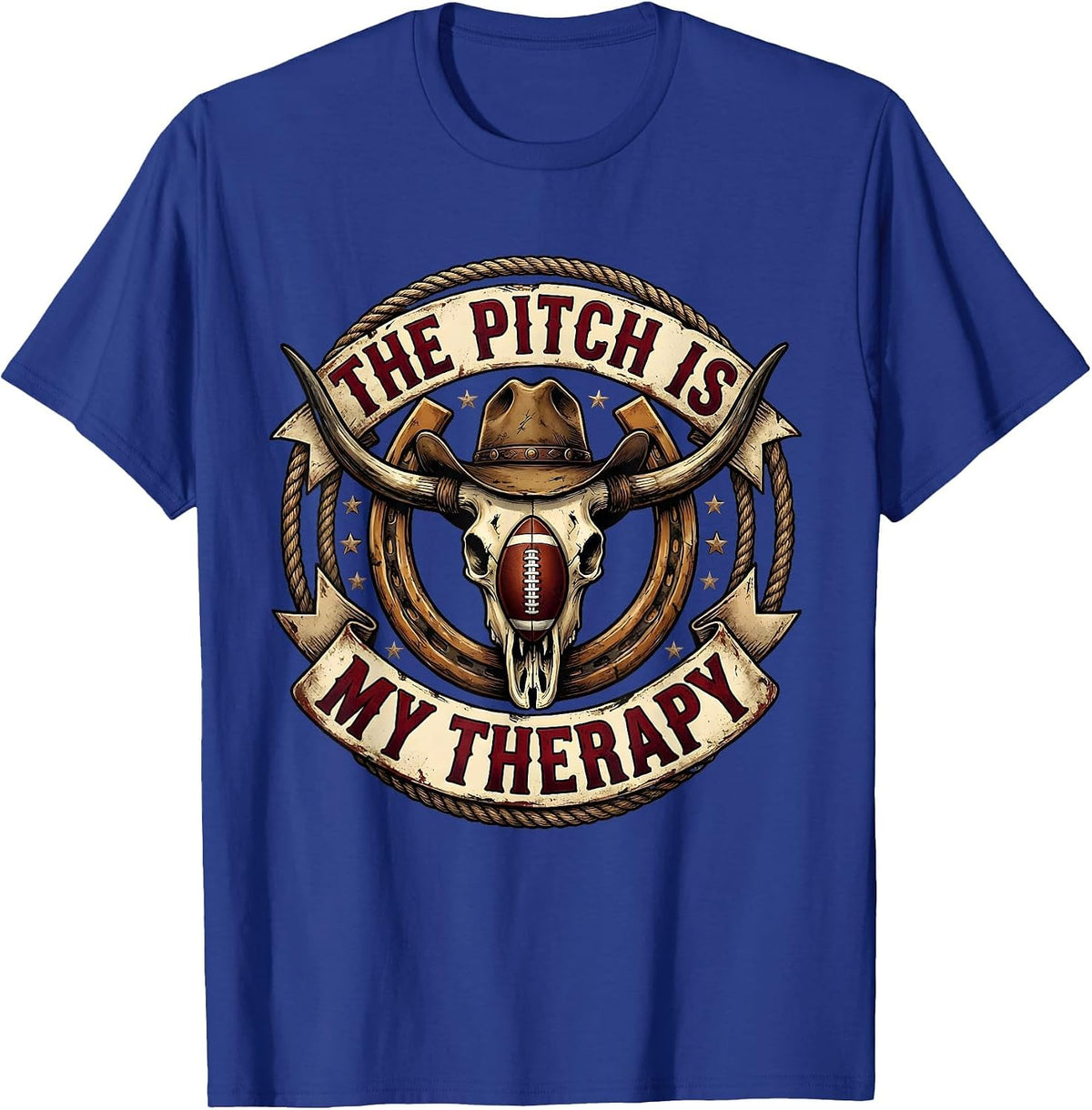 The Pitch Is My Therapy Rugby Design T-Shirt - Royal Blue