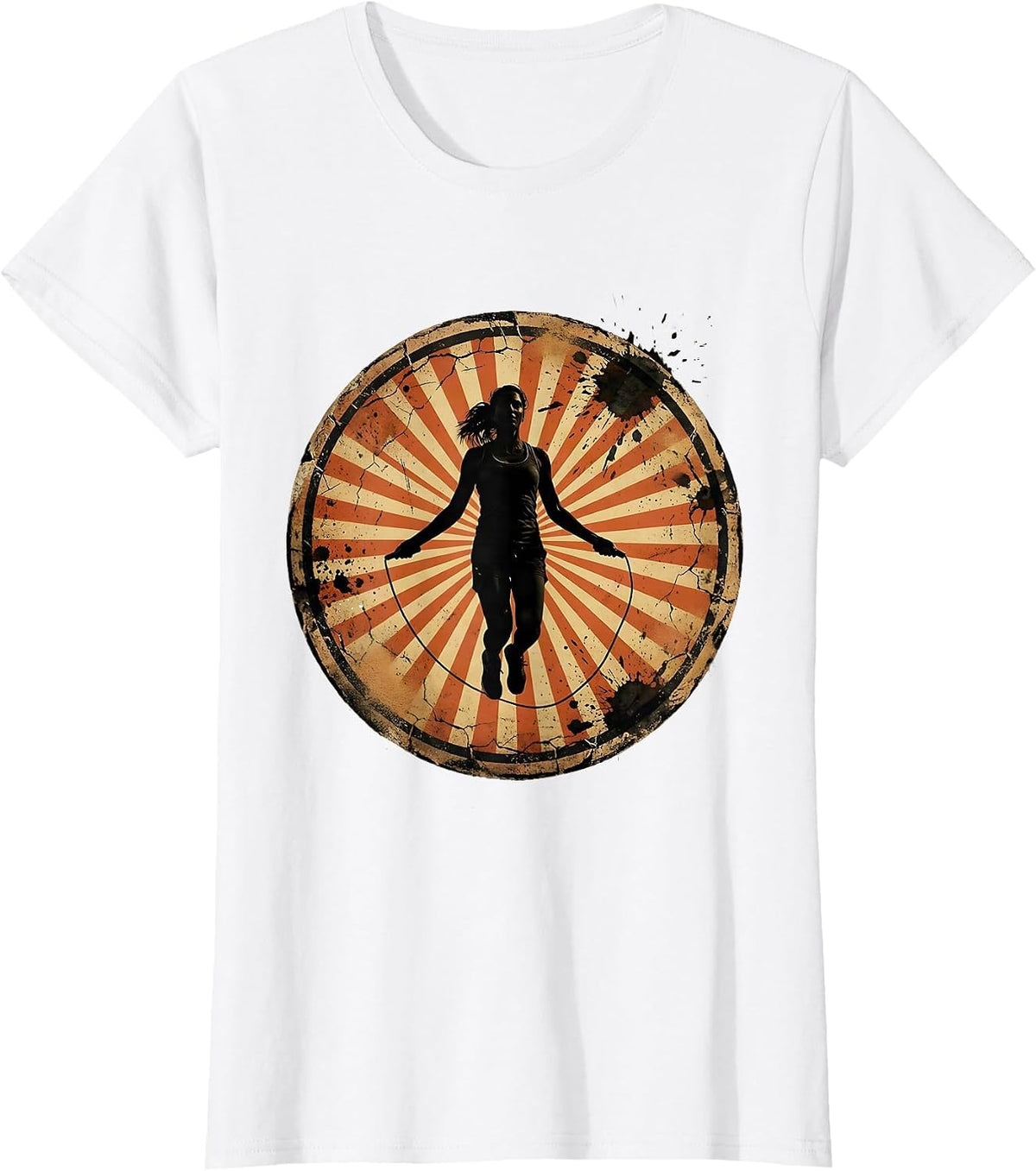 Jump Rope Sunburst Athleisure Summer Graphic T-Shirt - White