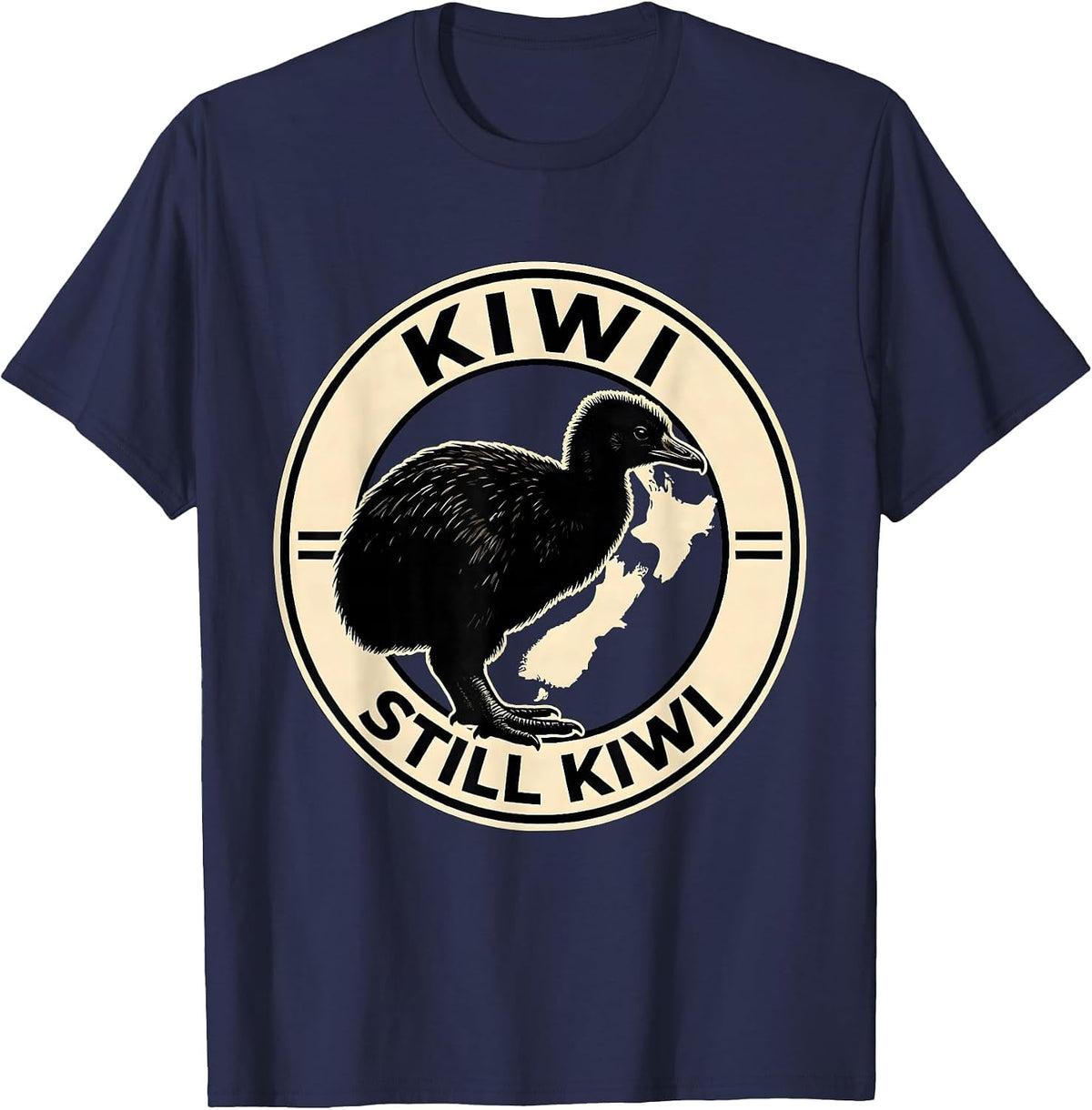 Kiwi Still Kiwi Patriotic New Zealand Map Rugby Haka Pride T-Shirt - Navy Blue