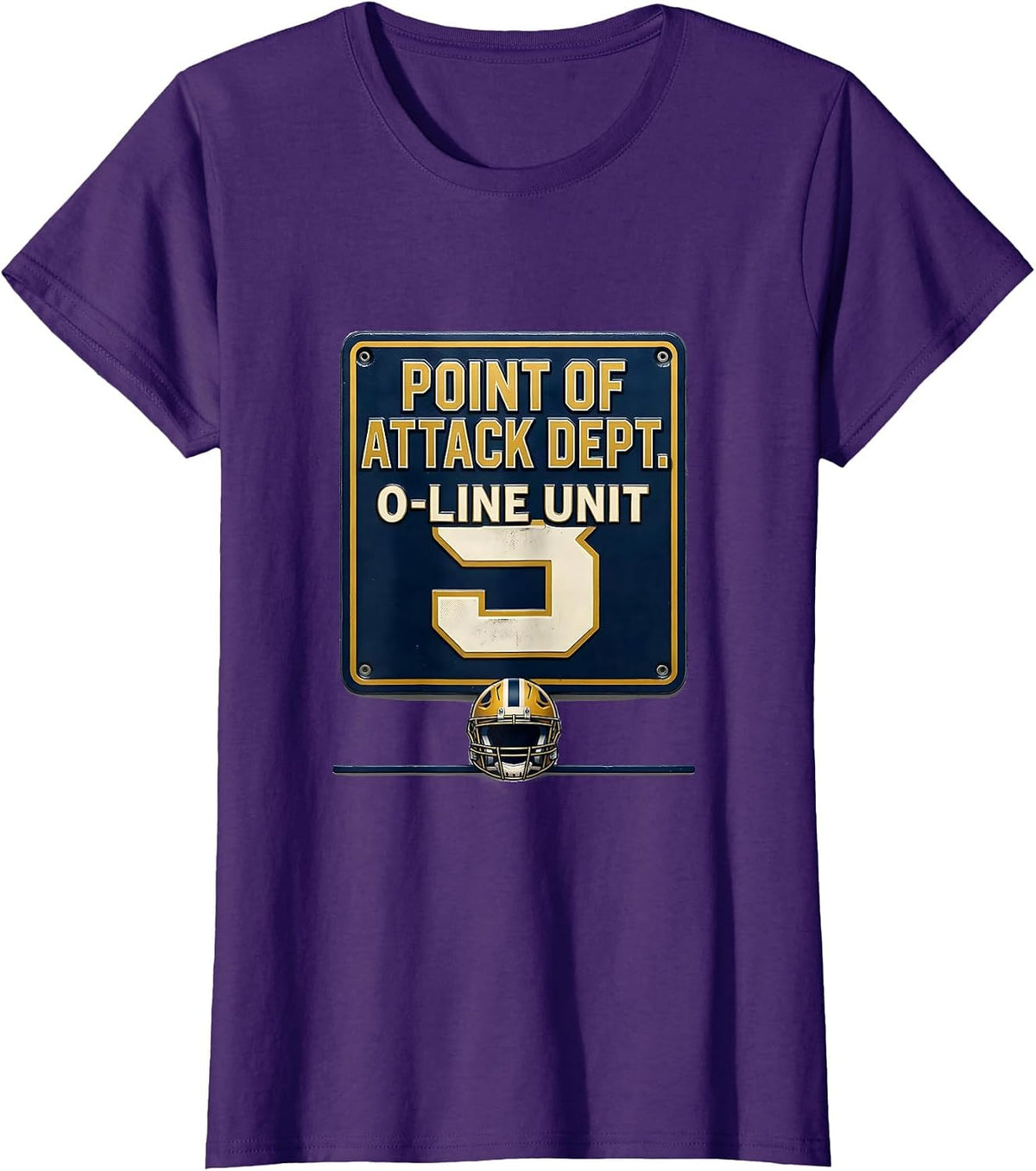 Women's Point Of Attack Dept. O-Line Unit Funny Football Lineman T-Shirt - Purple