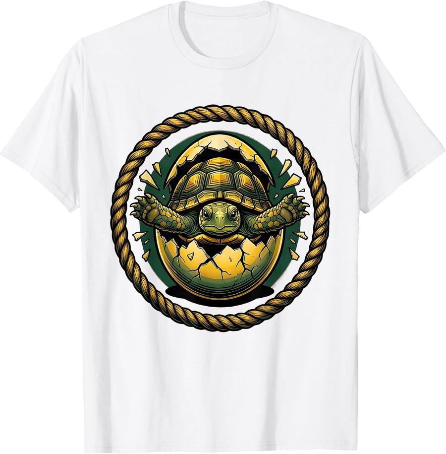 Men's Tiny Turtle Hatching From Egg Cute Wildlife Art T-Shirt - White