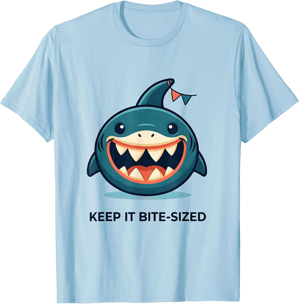 Men's Keep It Bite-Sized Playful Shark Lover Wildlife Ocean Humor T-Shirt - Baby Blue