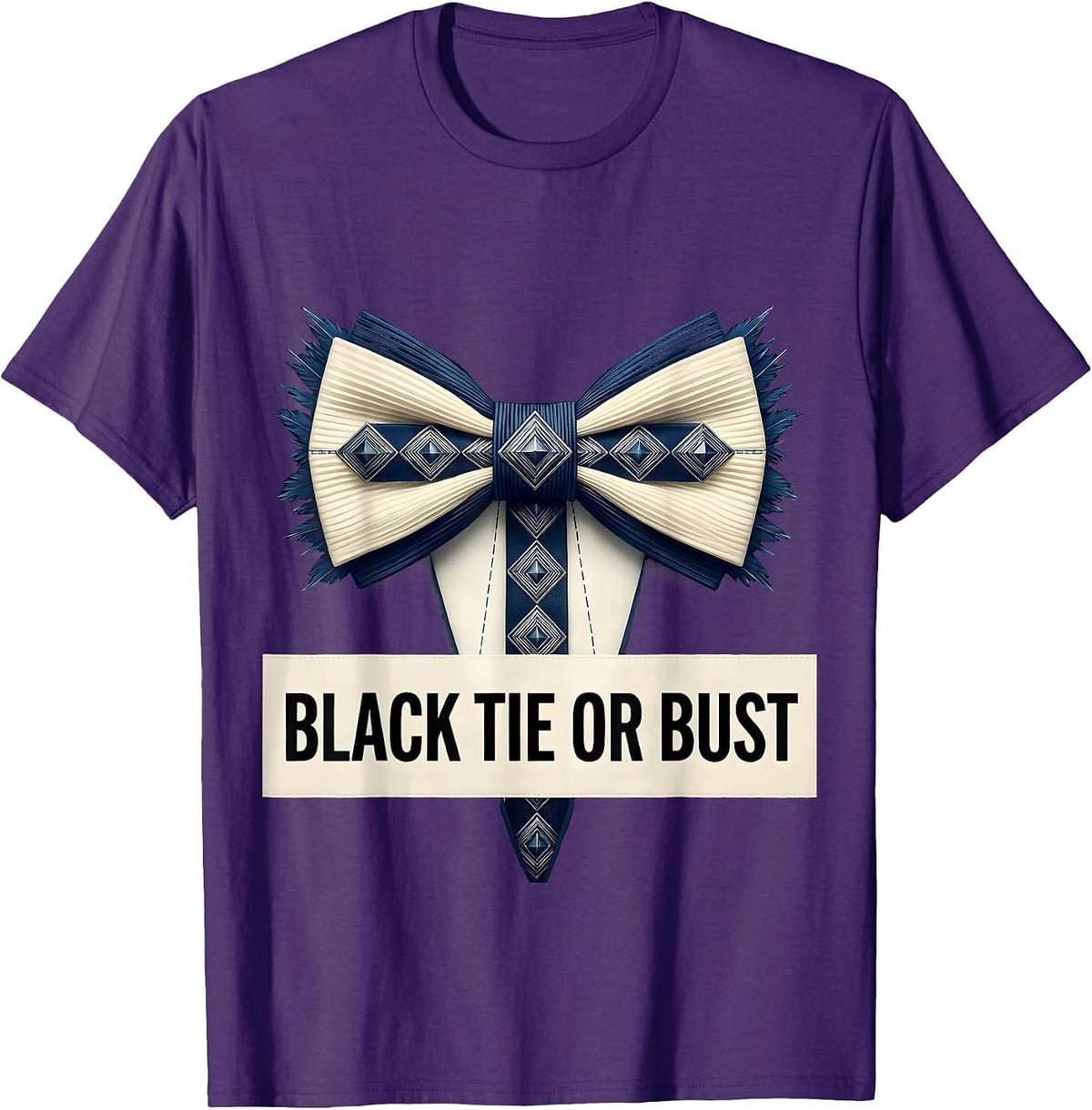 Black Tie Or Bust Tuxedo Formal Event Design T-Shirt - Purple