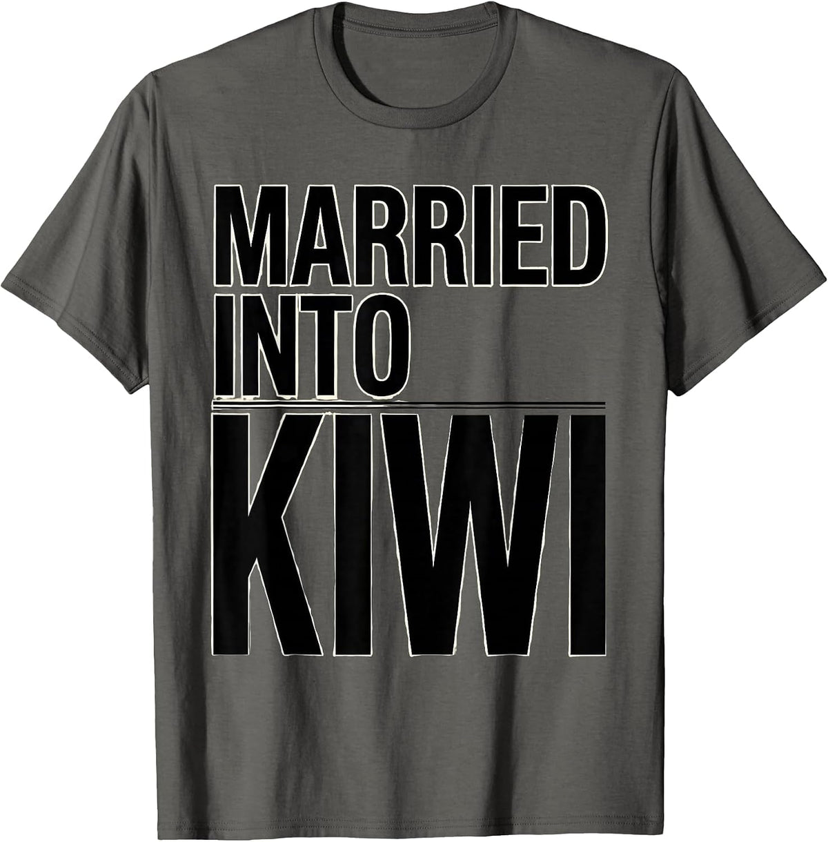 Married Into Kiwi Retro New Zealand Rugby Fan National Pride T-Shirt - Asphalt Grey