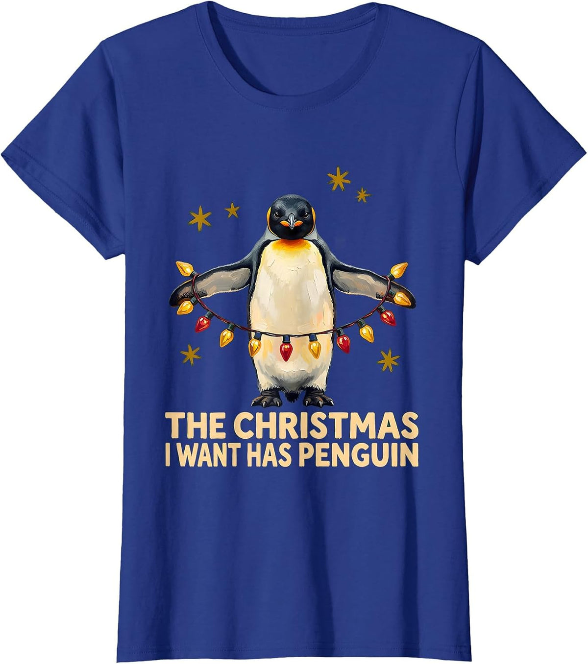 Women's The Christmas I Want Has Penguin Funny Penguin Lover T-Shirt - Royal Blue