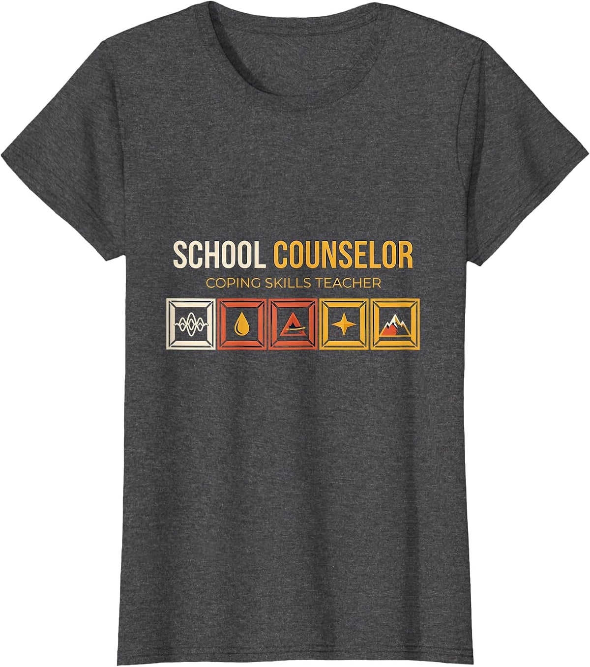 Women's School Counselor Coping Skills Teacher Geometric T-Shirt - Dark Heather Grey