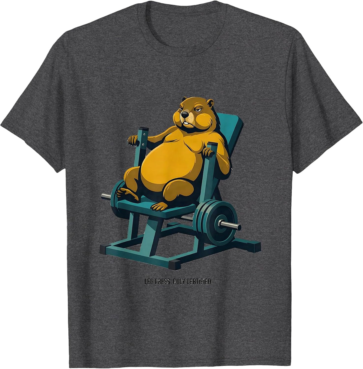 Men's Leg Press Duly Certified Funny Gym Workout Weightlifting T-Shirt - Dark Heather Grey