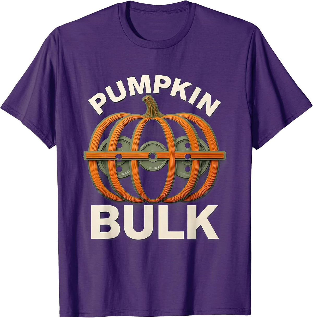 Pumpkin Bulk Funny Halloween Gym Workout Lifting Pun T-Shirt - Purple