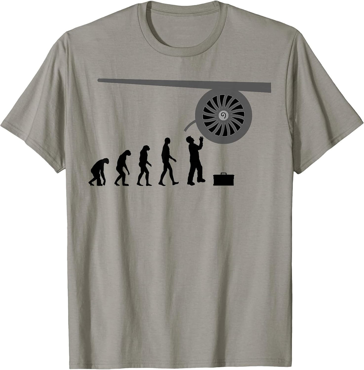 Jet Engine Picture Tee Airplane Mechanic Technician T-Shirt - Slate Grey