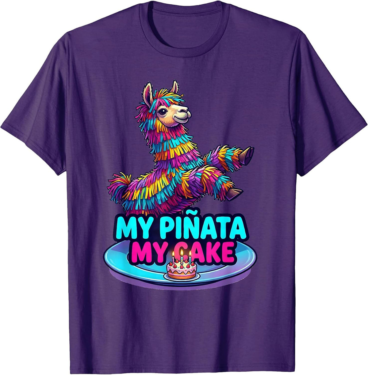 My Piñata My Cake Funny Llama Pinata Gamer Birthday Boy T-Shirt - Purple