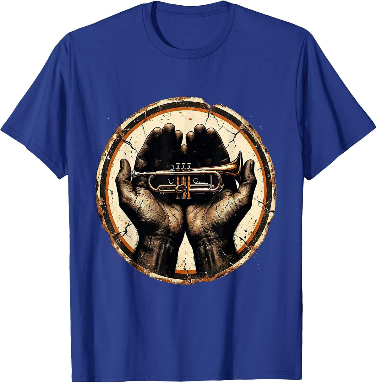 Band Mom Trumpet Hands Graphic Tee T-Shirt - Royal Blue