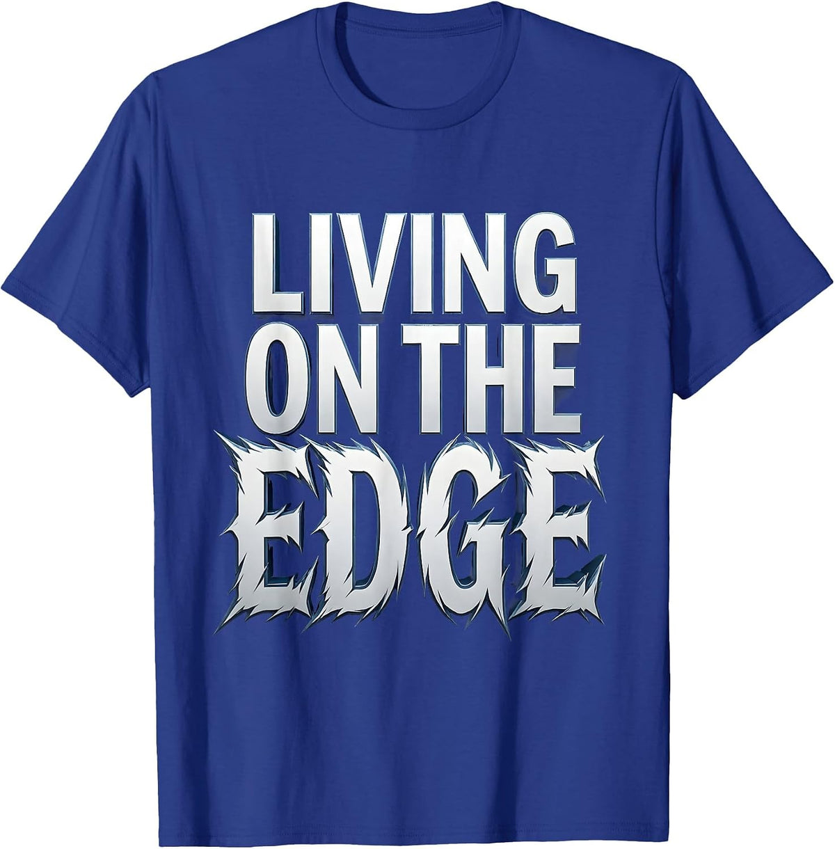 Living on the Edge Bold Shark Graphic Design T-Shirt - Royal Blue