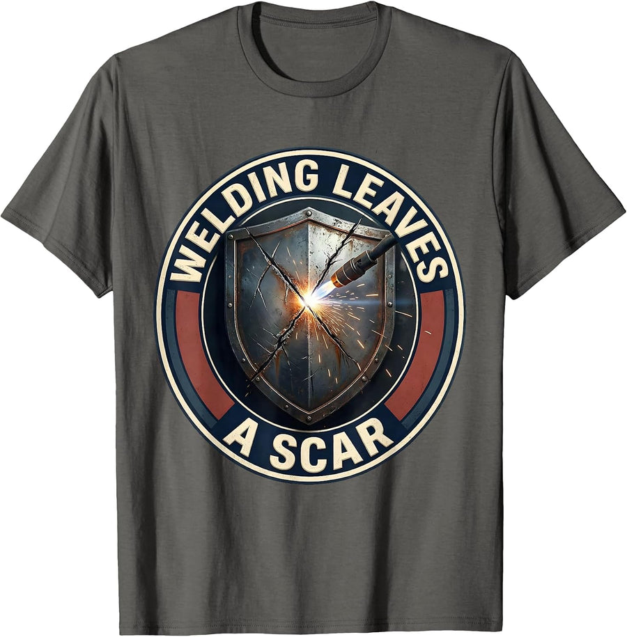 Welding Leaves A Scar Funny Welder Skeleton Tradesman Humor T-Shirt - Asphalt Grey
