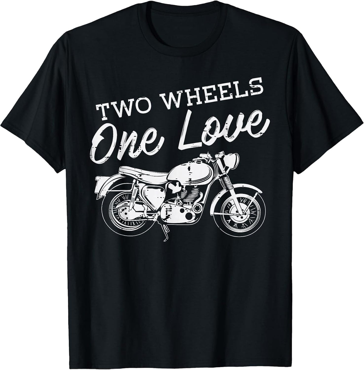 Biker 2 Wheels 1 Love Motorcycle Motorbike Men Women Kids T-Shirt - Black