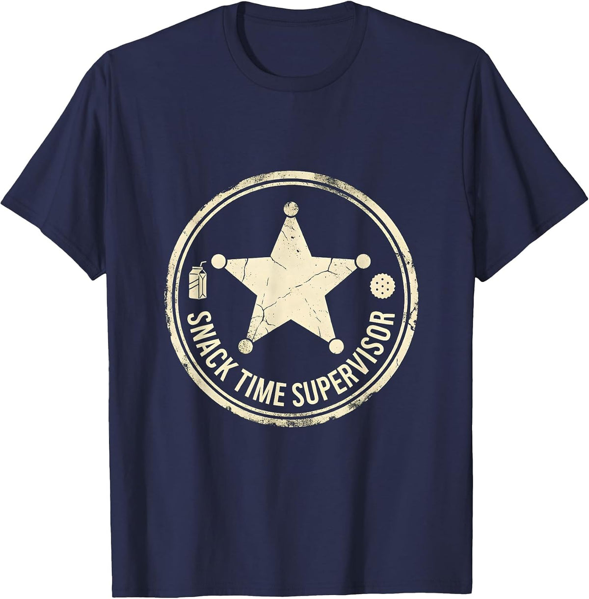 Snack Time Supervisor Preschool Teacher Design T-Shirt - Navy Blue