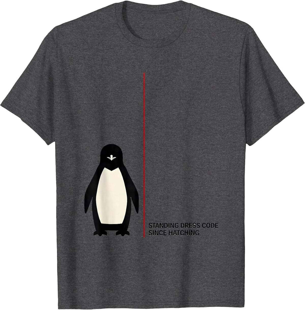 Standing Dress Code Since Hatching Funny Penguin Lover T-Shirt - Dark Heather Grey