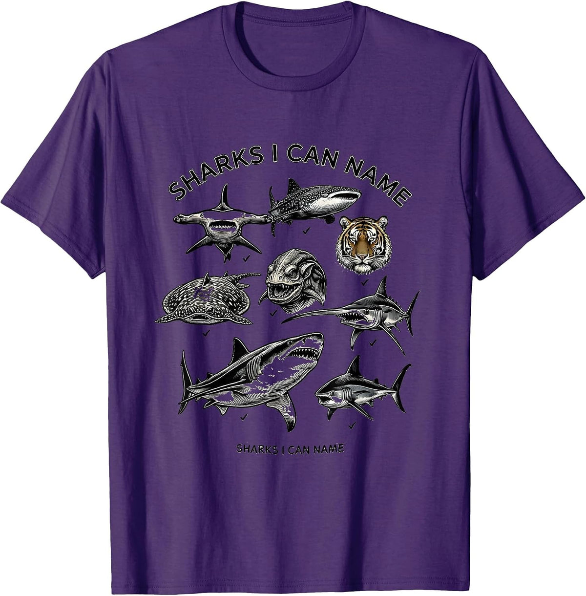 Sharks I Can Name Funny Shark Lover Marine Biology Gift T-Shirt - Purple