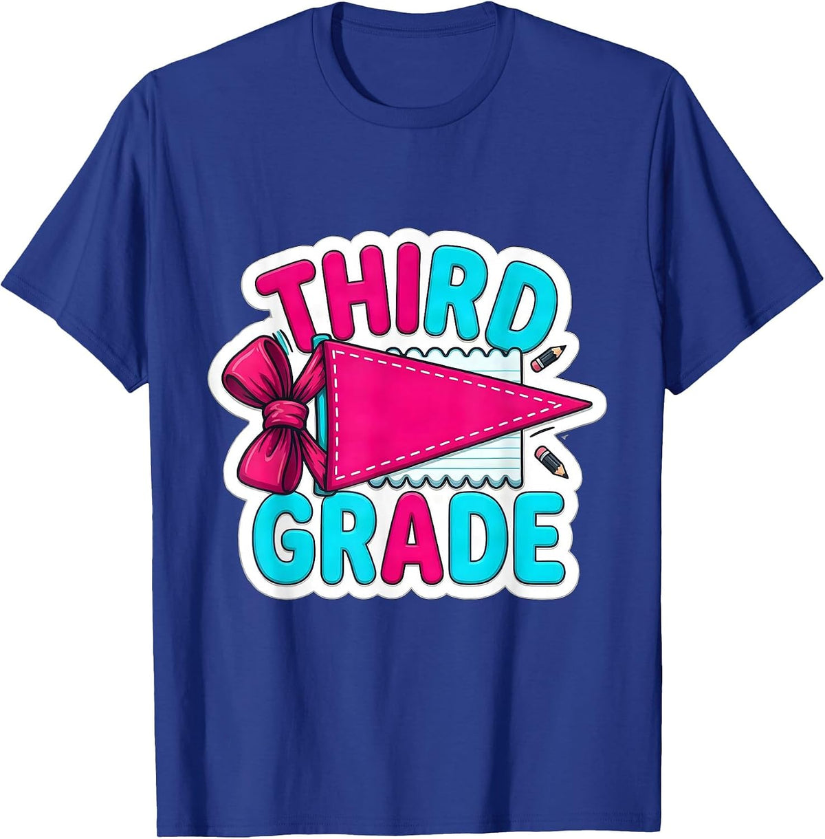 Third Grade Cute Pennant Back To School Girls Third Grade T-Shirt - Royal Blue