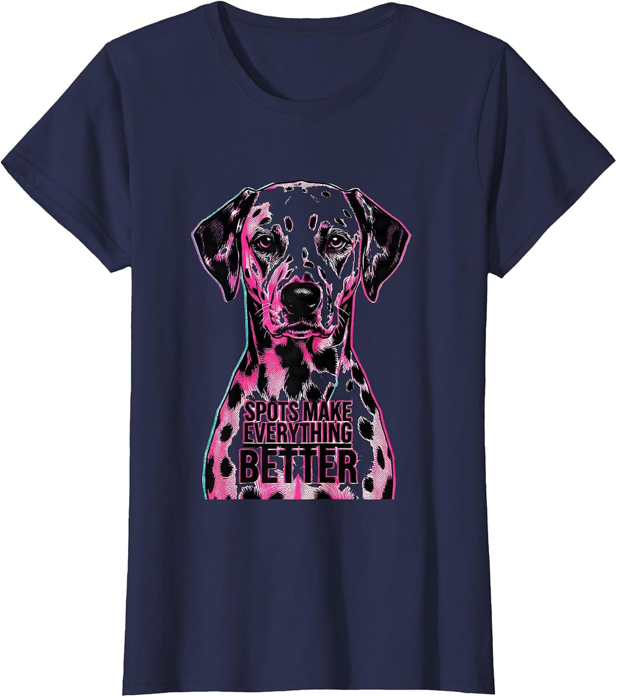 Women's Spots Make Everything Better Dalmatian Design T-Shirt - Navy Blue