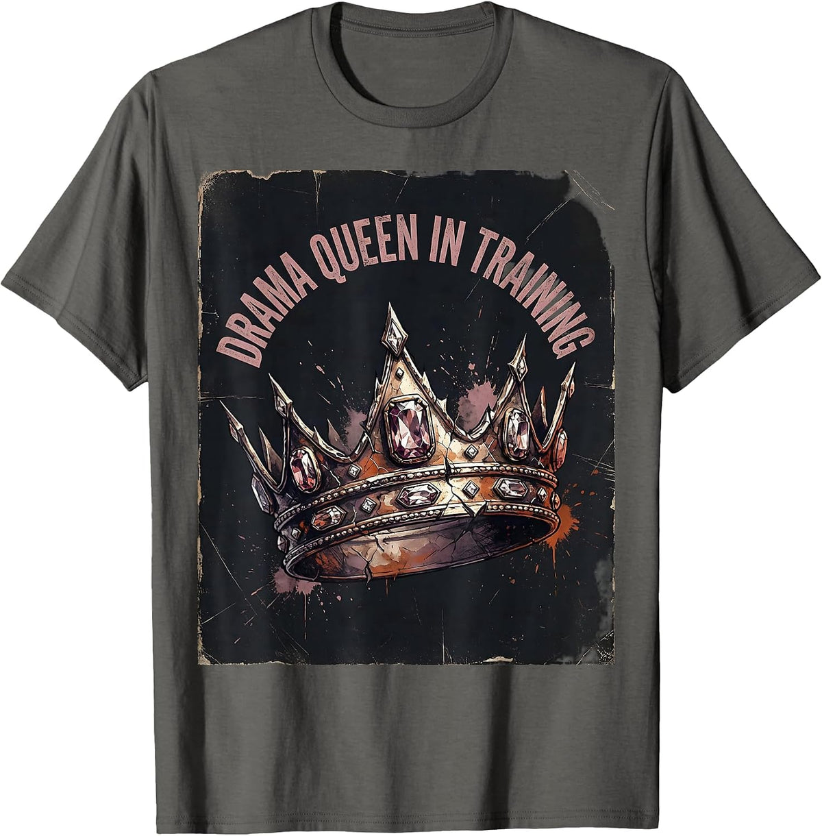 Drama Queen In Training Princess Design T-Shirt - Asphalt Grey