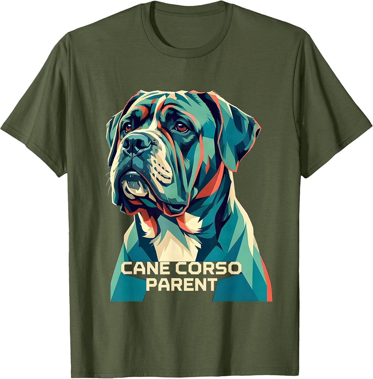 Men's Cane Corso Parent Dog Lover Italian Mastiff Everyday Wear T-Shirt - Olive Green