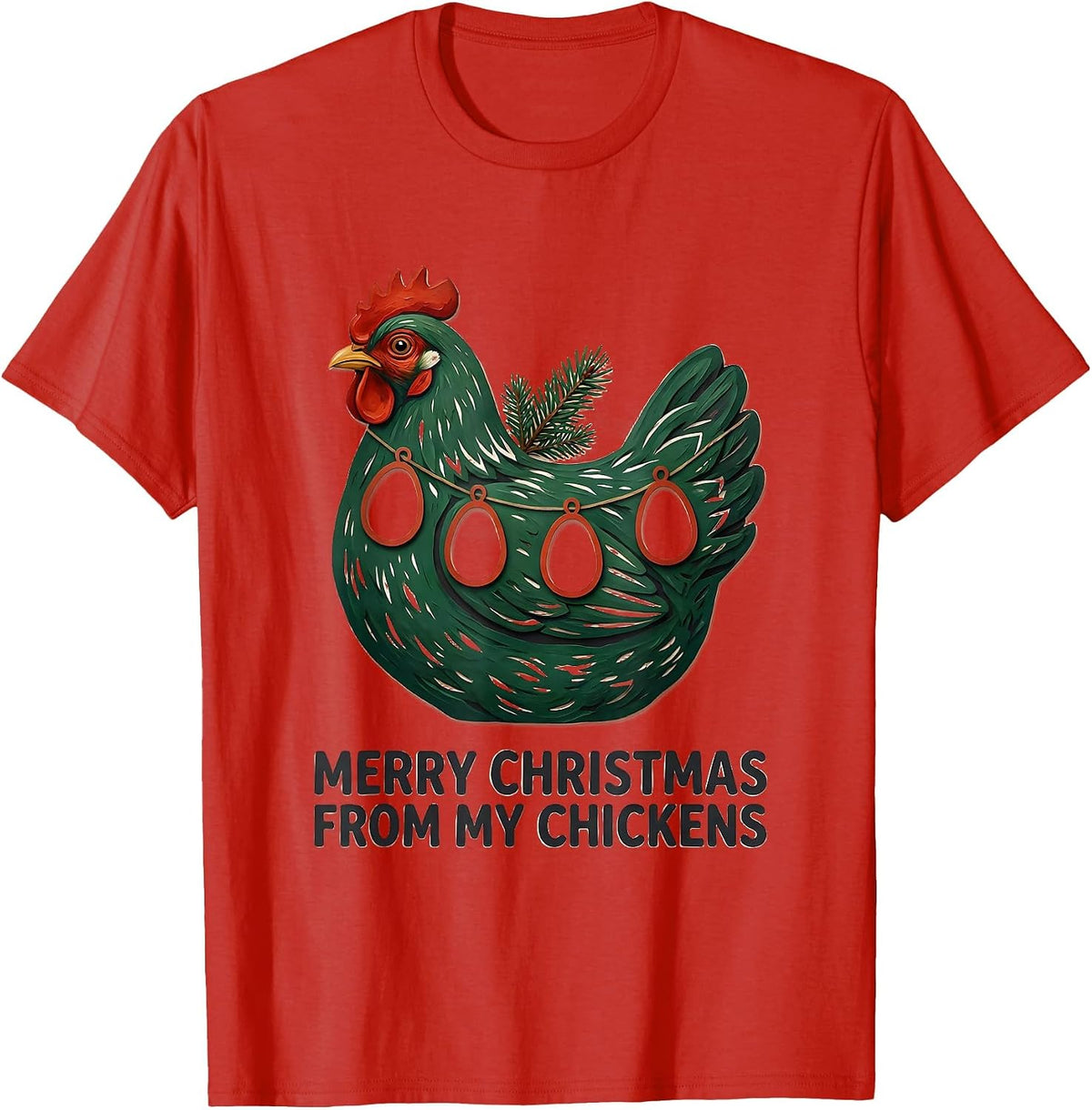 Men's Merry Christmas From My Chickens Funny Chicken Lover Holiday T-Shirt - Red