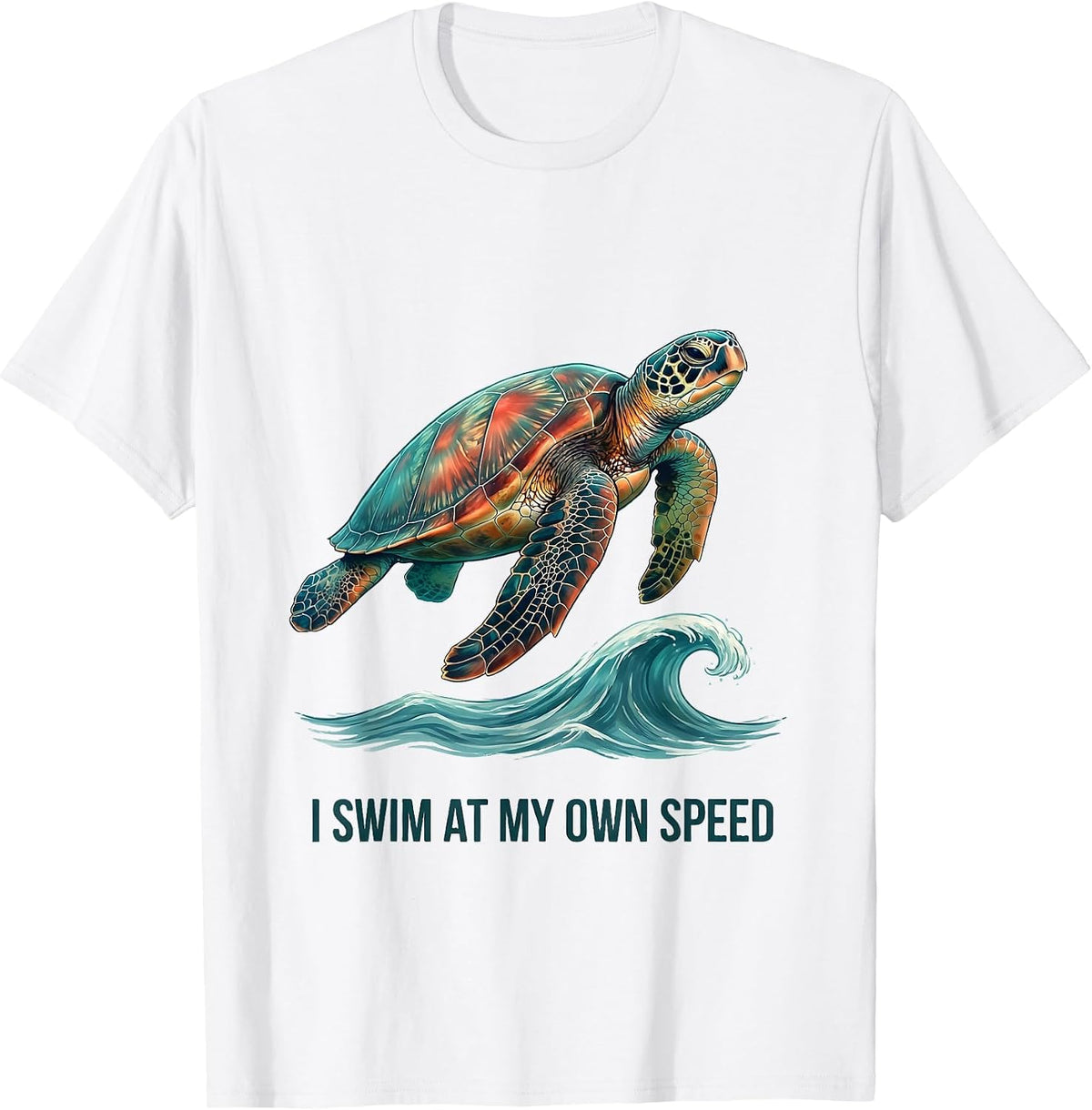 Men's I Swim At My Own Speed Funny Sea Turtle Beach Souvenir T-Shirt - White