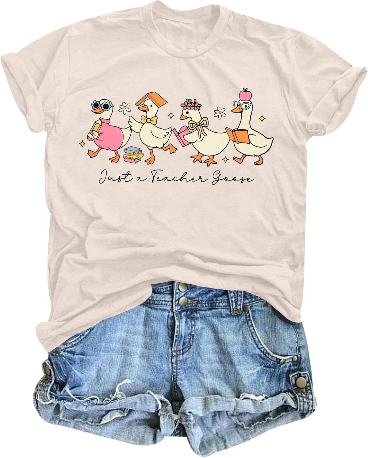 Teacher Shirts for Women in My Teacher Era Shirt Kindergarten Teacher Graphic Tee Casual Teaching Life Shirts - Apricot-1