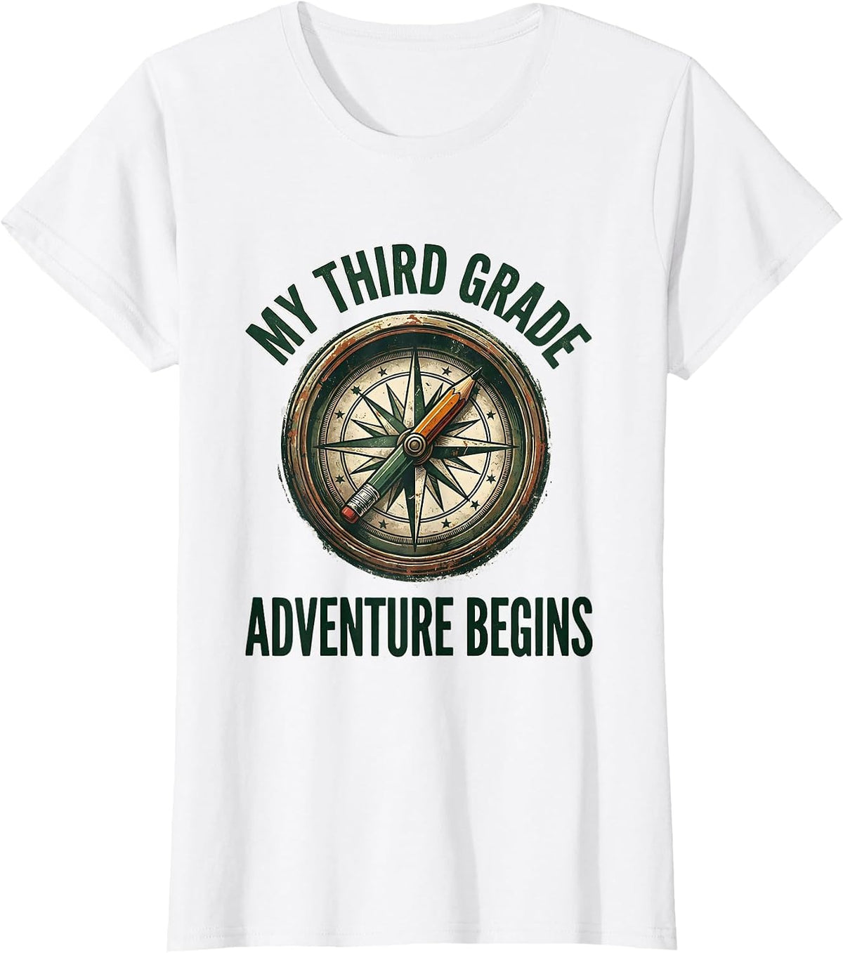 My Third Grade Adventure Begins Vintage Third Grade Back T-Shirt - White