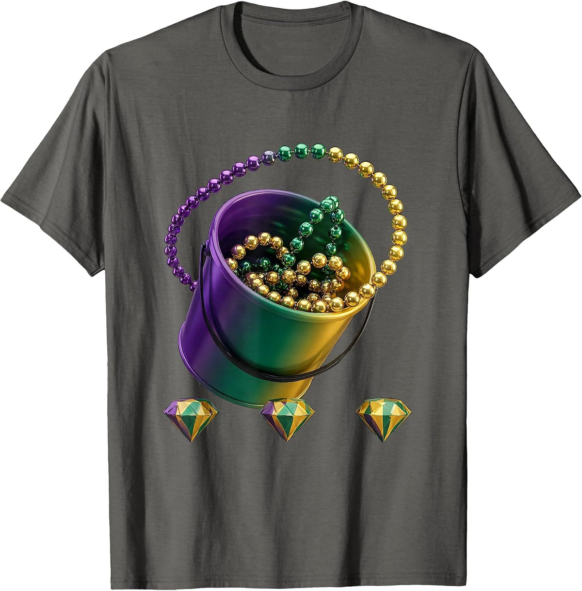 Parade Throw Bucket Mardi Gras Carnival Party Group T-Shirt - Asphalt Grey