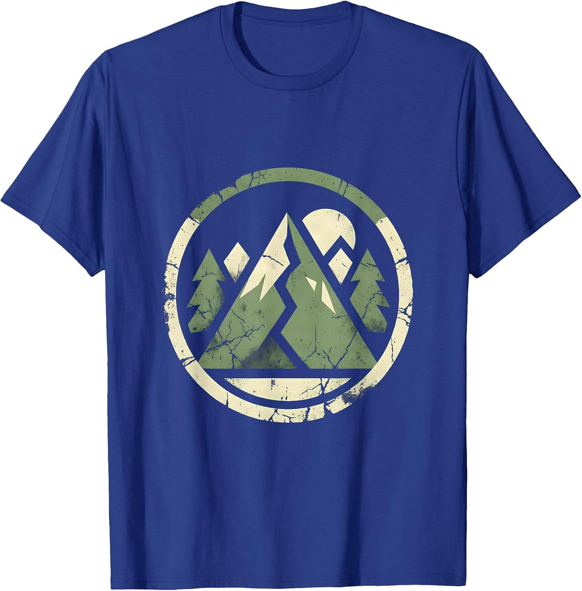 Girls Camo Hiker Mountain Trail Backpack Graphic T-Shirt - Royal Blue
