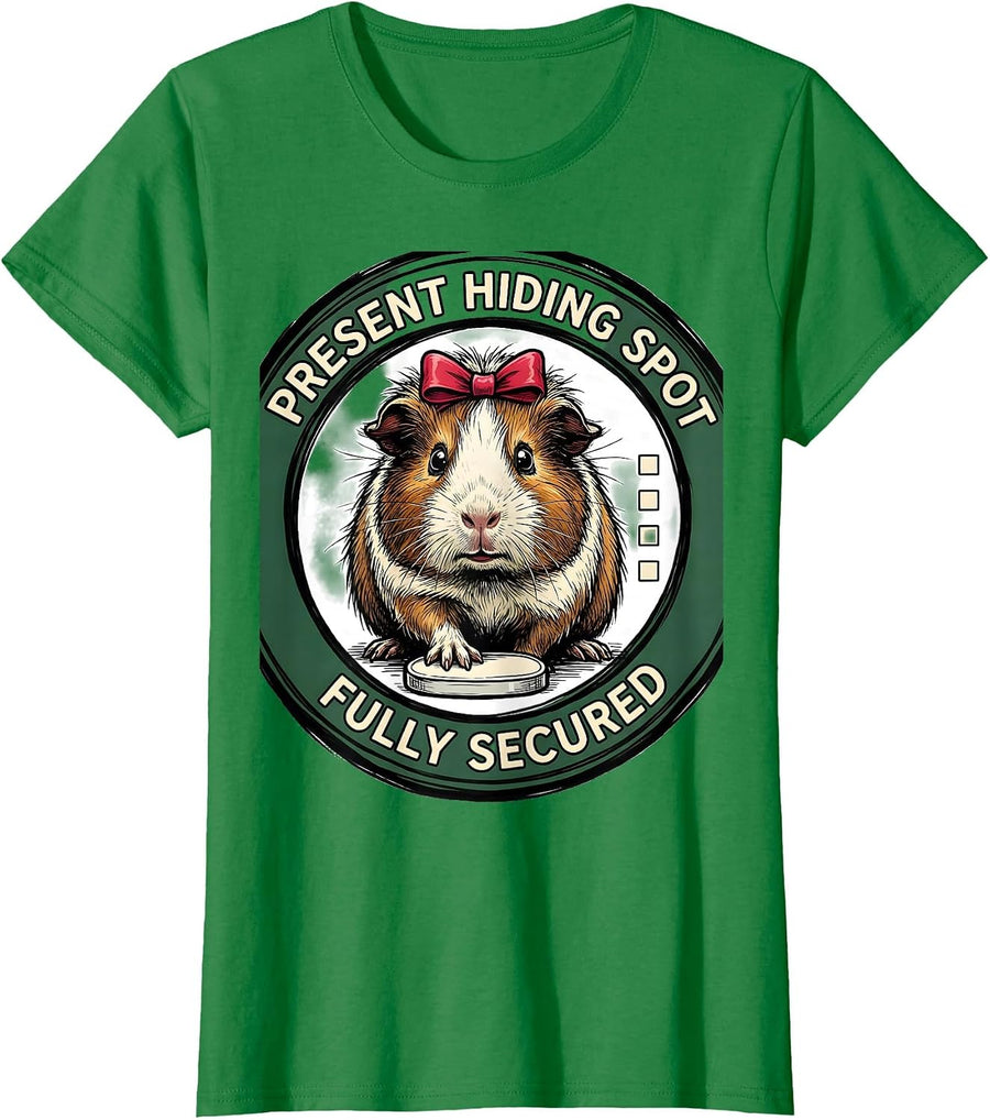 Women's Present Hiding Spot Fully Secured Funny Pet Lover Christmas T-Shirt - Kelly Green