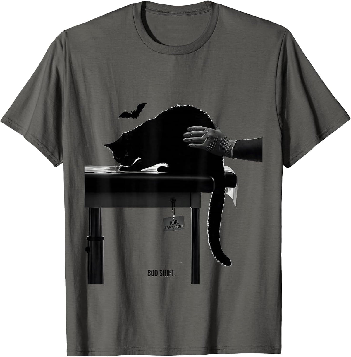 ADR Boo Shift Funny Vet Tech Halloween Costume T-Shirt - Asphalt Grey