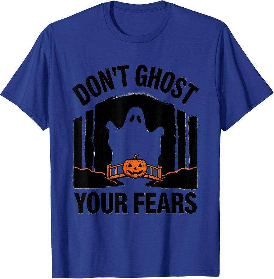 Don't Ghost Your Fears Stencil Halloween Mental Health T-Shirt - Royal Blue